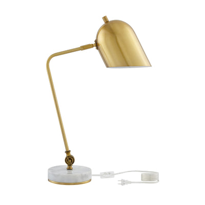 22" Brass Iron Desk Table Lamp With Brass Bell Shade 