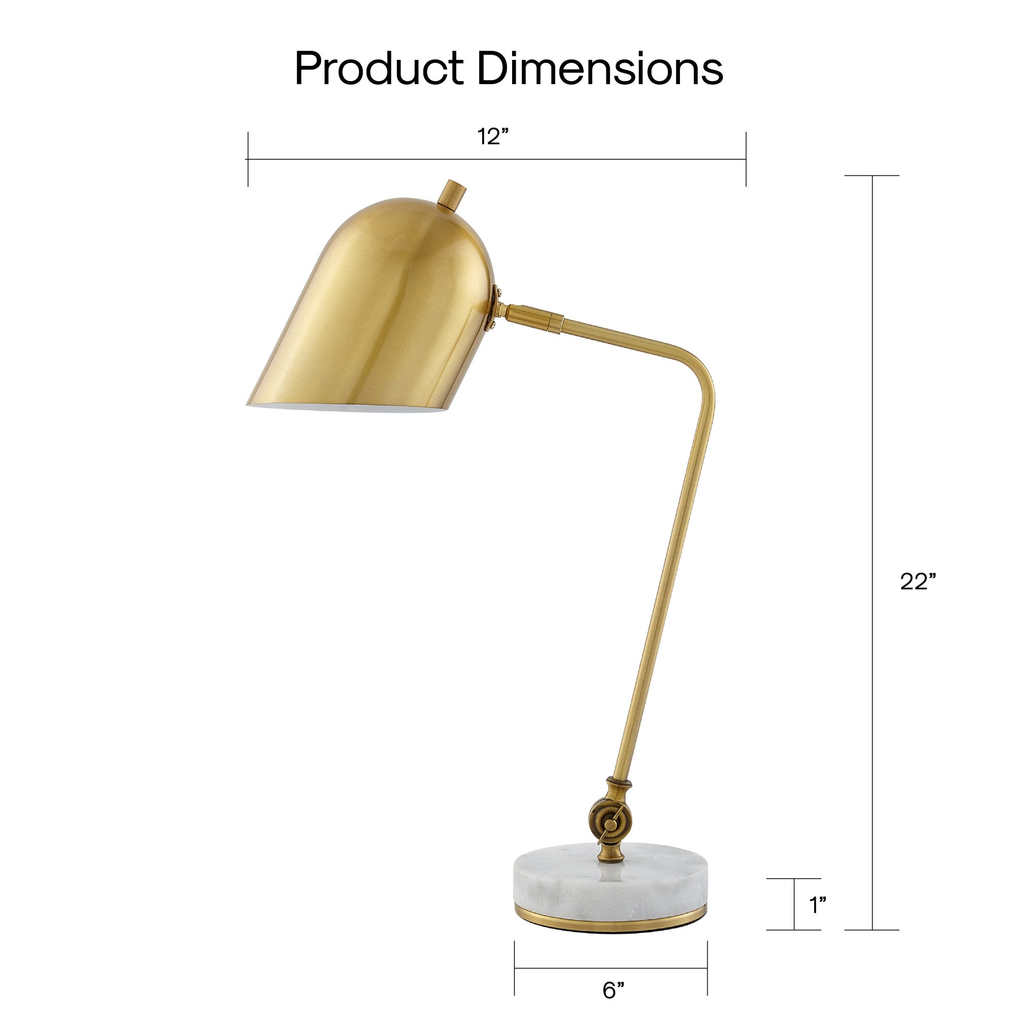 22" Brass Iron Desk Table Lamp With Brass Bell Shade