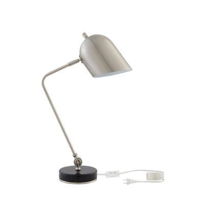 22" Gray Iron Desk Table Lamp With Gray Bell Shade 