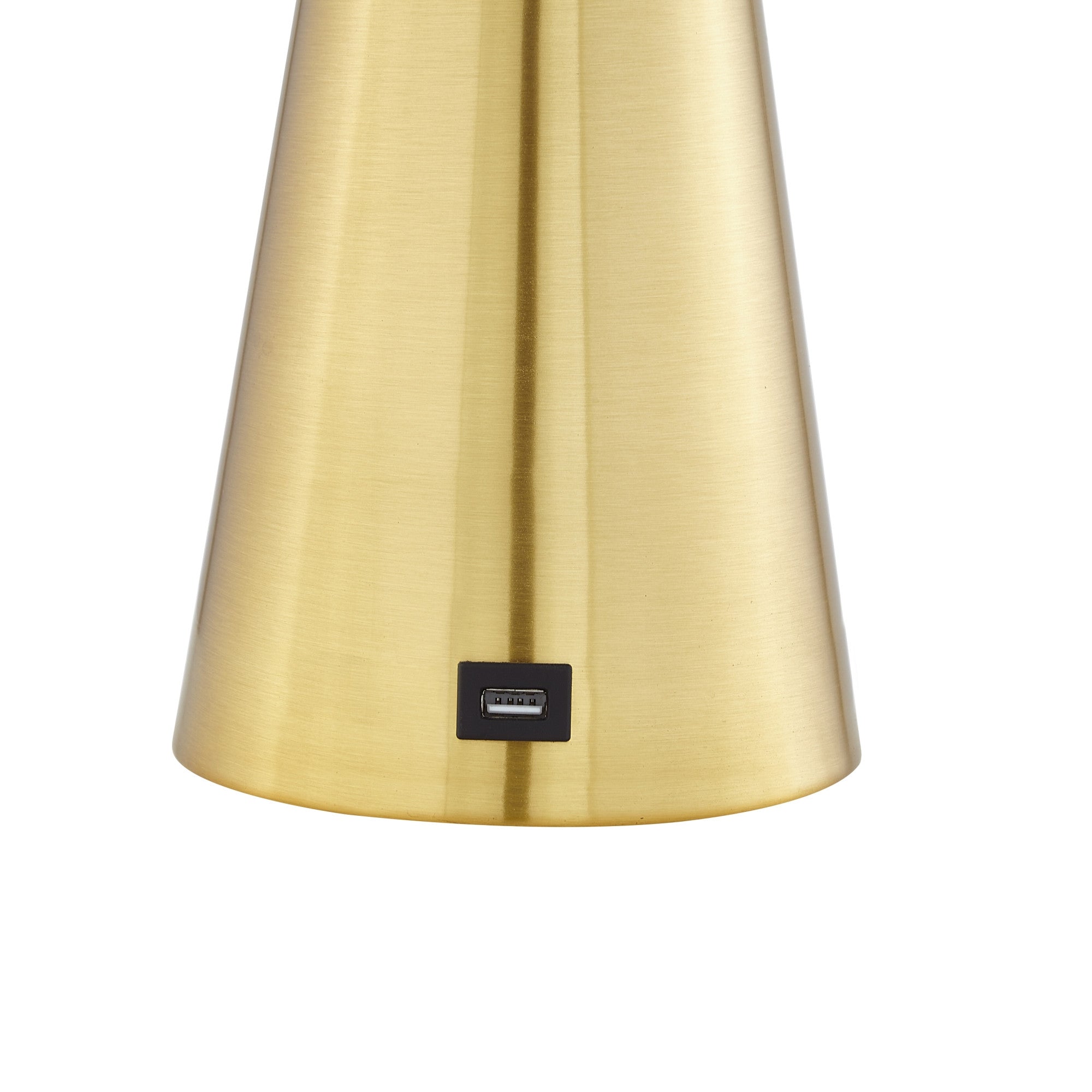 24" Brass Iron USB Table Lamp With Brass Dome Shade