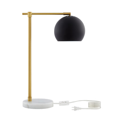 22" Black Iron Desk Table Lamp With Black Dome Shade 