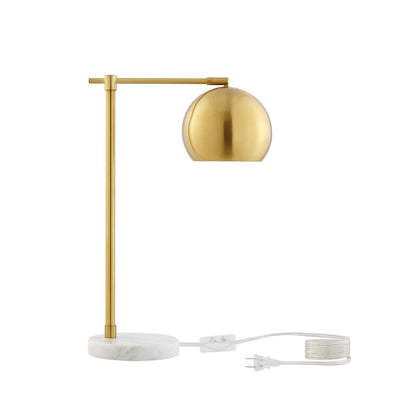 22" Brass Iron Desk Table Lamp With Brass Dome Shade 
