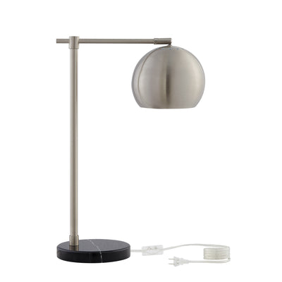 22" Gray Iron Desk Table Lamp With Gray Dome Shade 