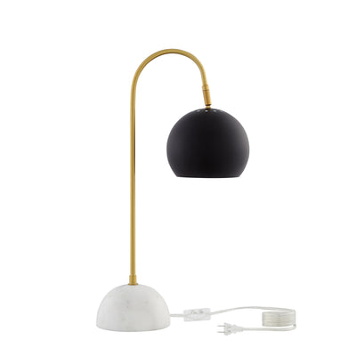 24" Black Iron Desk Table Lamp With Black Dome Shade 