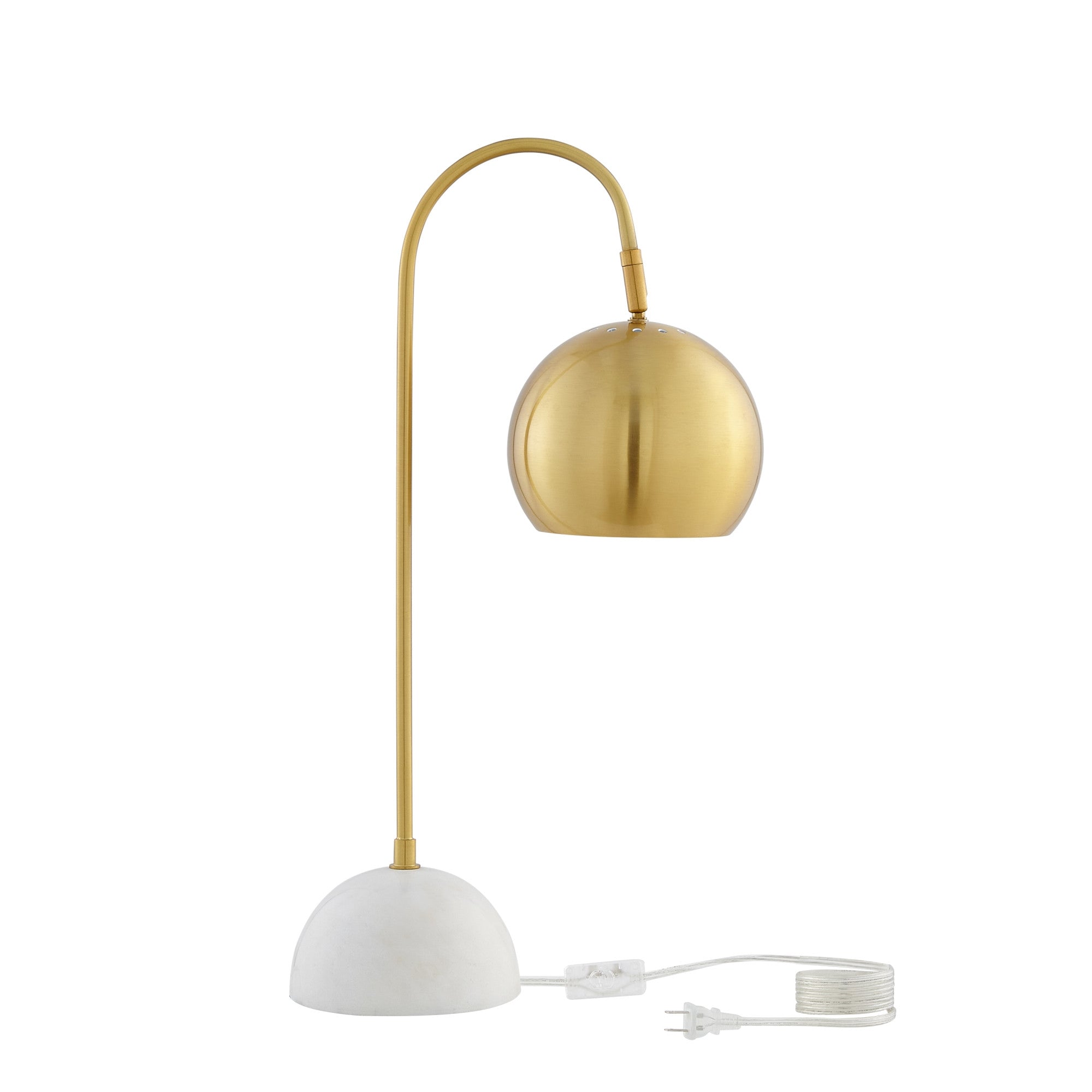 24" Brass Iron Desk Table Lamp With Brass Dome Shade