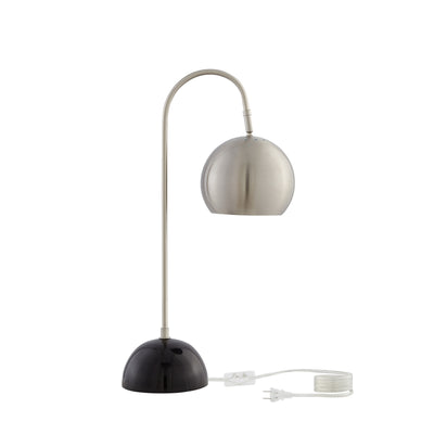 24" Gray Iron Desk Table Lamp With Gray Dome Shade 