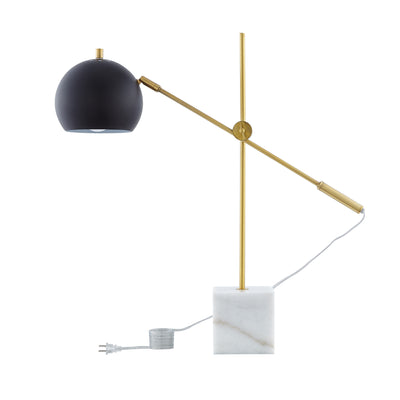 23" Black Iron Desk Table Lamp With Black Dome Shade 