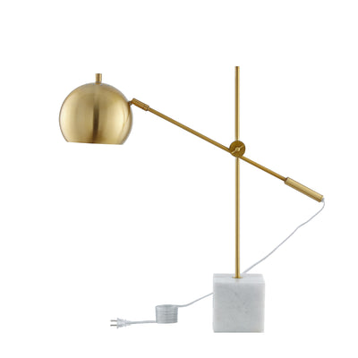 23" Brass Iron Desk Table Lamp With Brass Dome Shade 