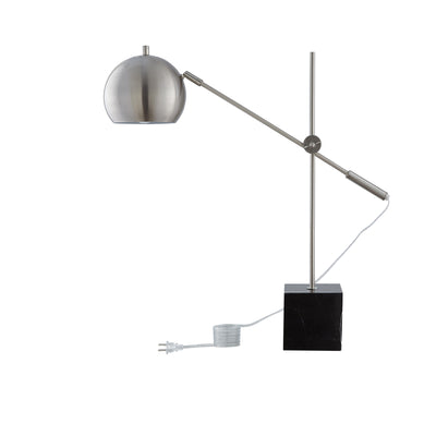 23" Gray Iron Desk Table Lamp With Gray Dome Shade 