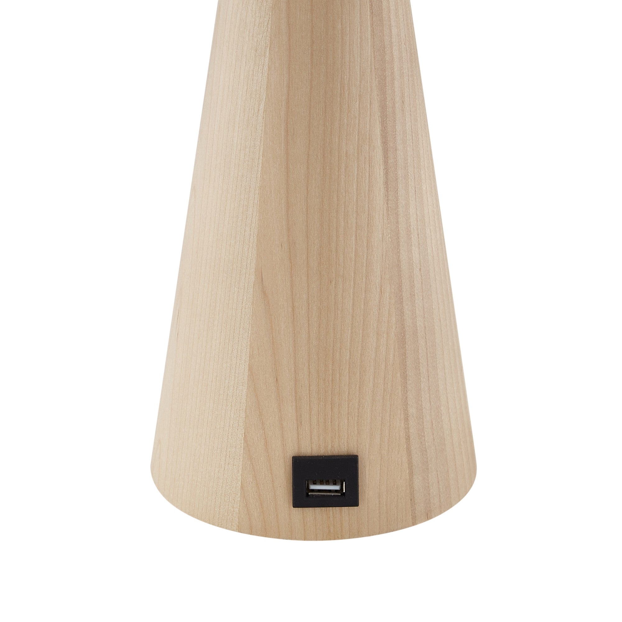 20" White Solid Wood Usb Table Lamp With White Drum Shade