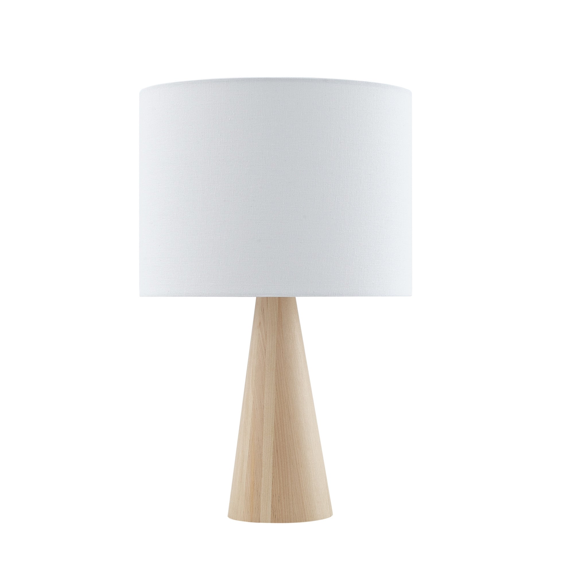 20" White Solid Wood Usb Table Lamp With White Drum Shade