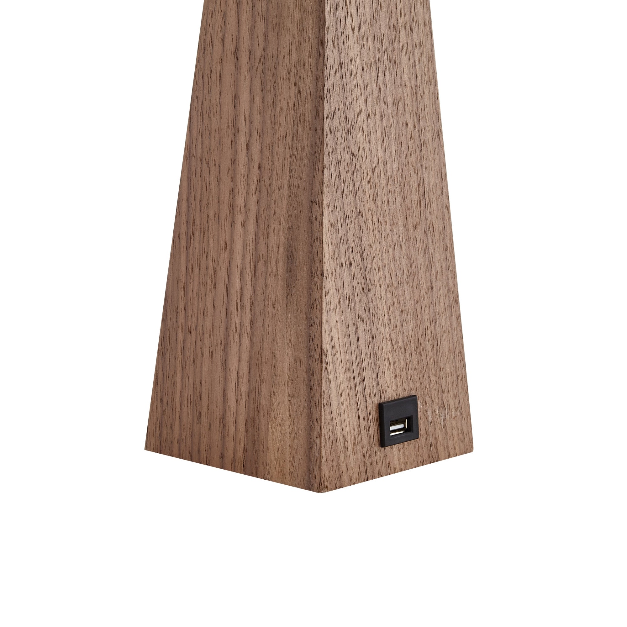 20" Black Solid Wood USB Table Lamp With Black Drum Shade