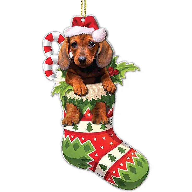 Christmas Stockings Christmas Tree Decorative Socks Dog Pendant Creative Cute 