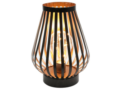 9" Black Metal Bedside LED Table Lamp With Brown and Black Novelty Shade 
