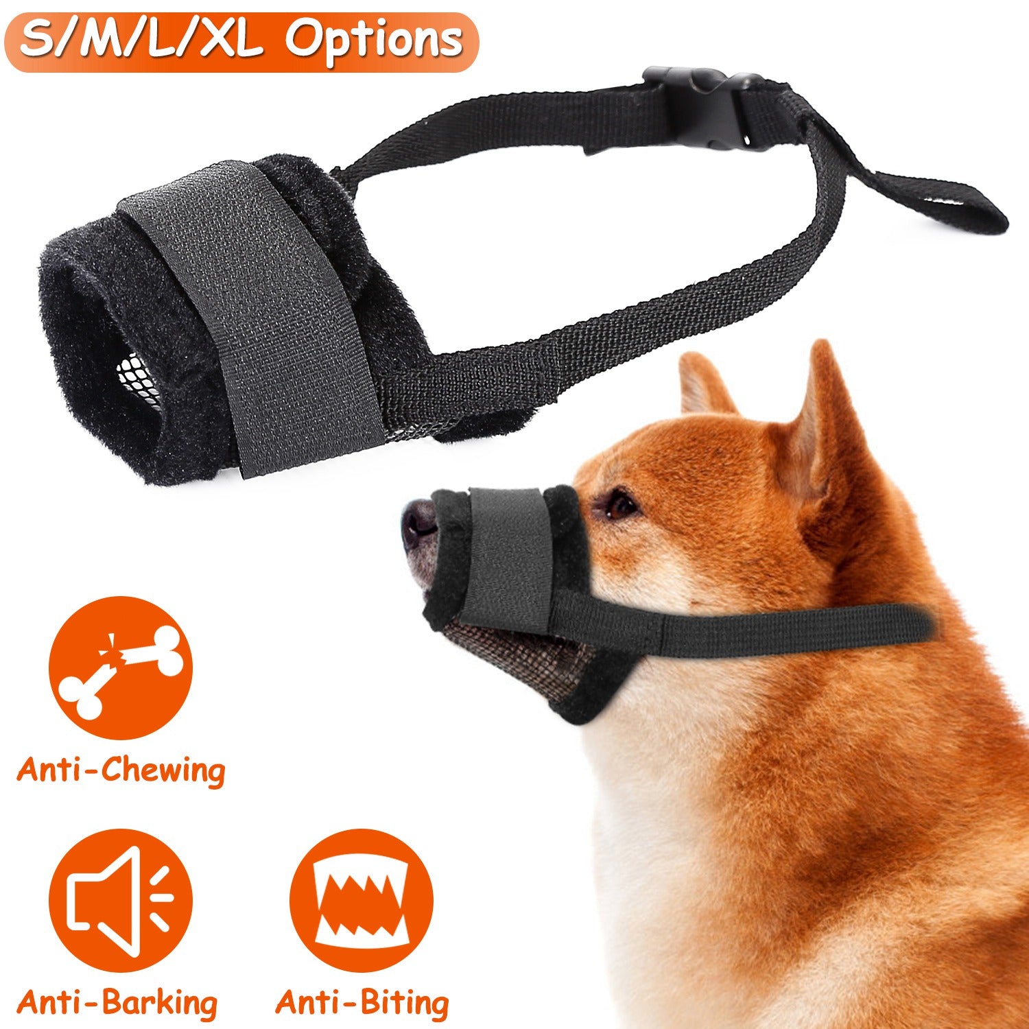 Pet Dog Muzzle Mask Adjustable Dog Mouth Cover with Breathable Mesh Adjustable at Neck Snout for Anti Biting Barking Chewing 