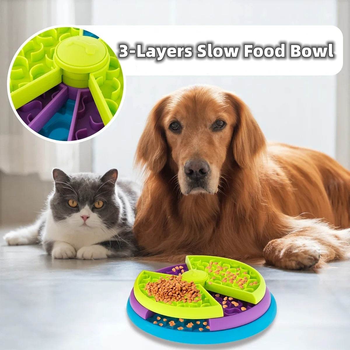 3 Layer Pet Dog Slow Feeder Bowl Anti Choking Puzzle feeder for Dog 