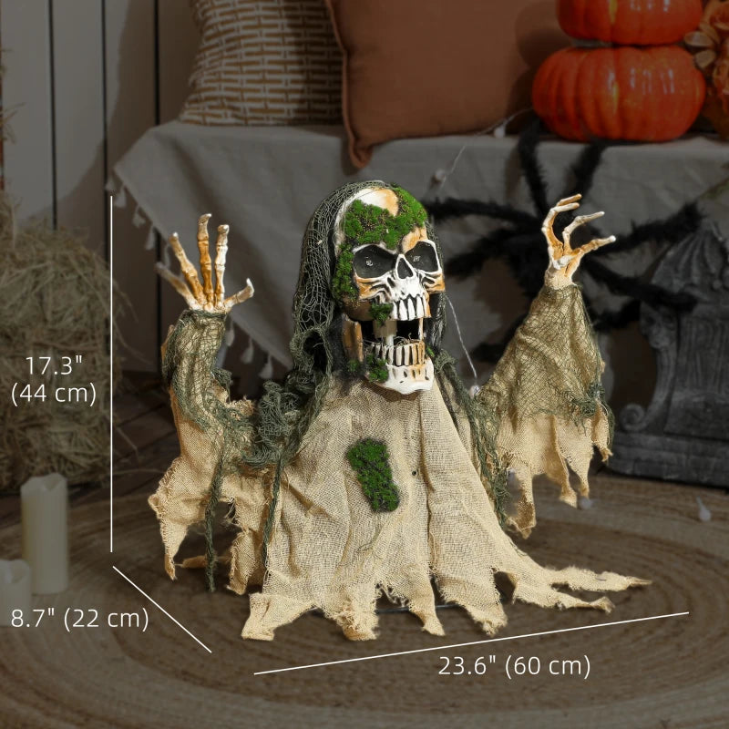 Outsunny Animated Skeleton – LED Eyes, Battery Operated Halloween Animatronic Decoration 