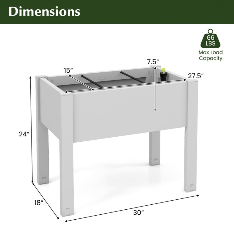 53L Raised Bed Grow Box Self-Watering Planter Box Stand with Water Level Monitor