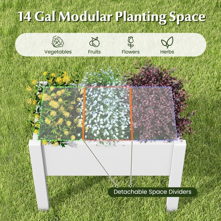53L Raised Bed Grow Box Self-Watering Planter Box Stand with Water Level Monitor
