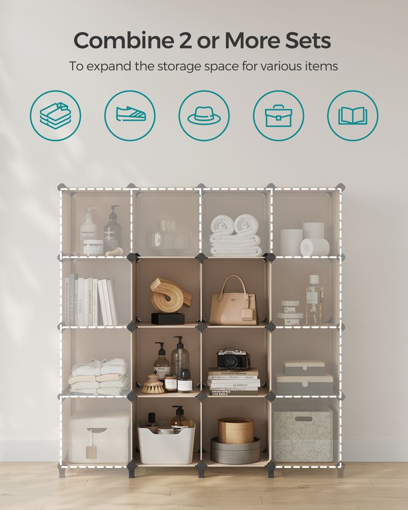 SONGMICS 6 Cube Storage Organizer with Feet and Rubber Mallet 