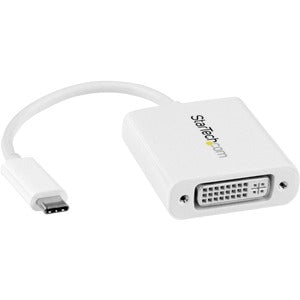 USB C to DVI Adapter - White - Thunderbolt 3 Compatible - 1920x1200 - USB-C to DVI Adapter for USB-C devices such as your 2018 iPad Pro - DVI-I Converter 