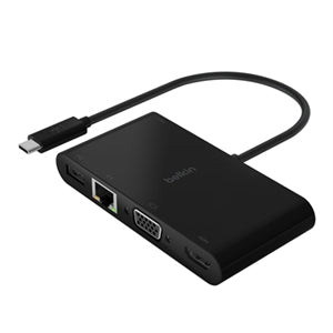 Belkin USB-C Multiport Adapter, USB-C to HDMI - USB A 3.0 - VGA, up to 100W Power Delivery, up 4k Resolution