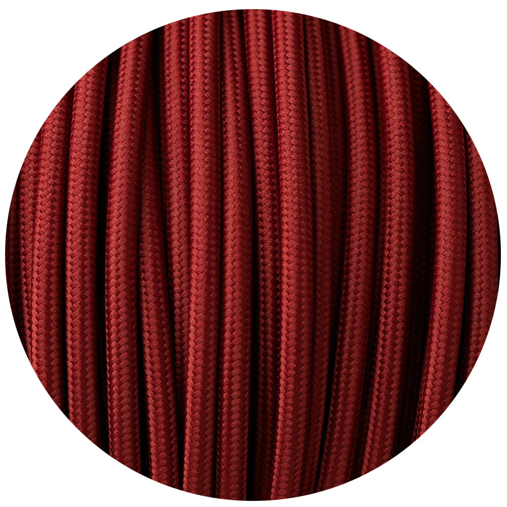 3 Core Round Flex Electrical Fabric Cable Burgundy~2112