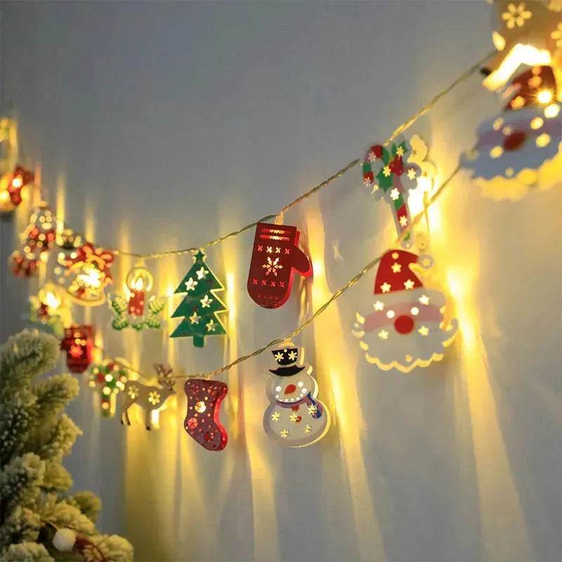 Christmas LED Light String Santa Claus Elk Snowman Xmas Ornament String Light Christmas Decorations New Year Navidad Gift 