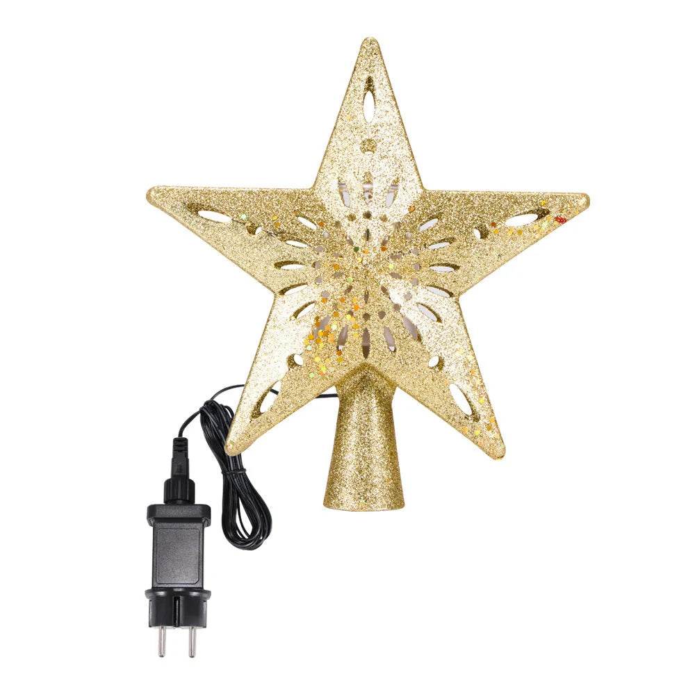 Christmas Tree Top Light Star Snowflake Shape LED Laser Projector Lights Christmas Tree Ornament 