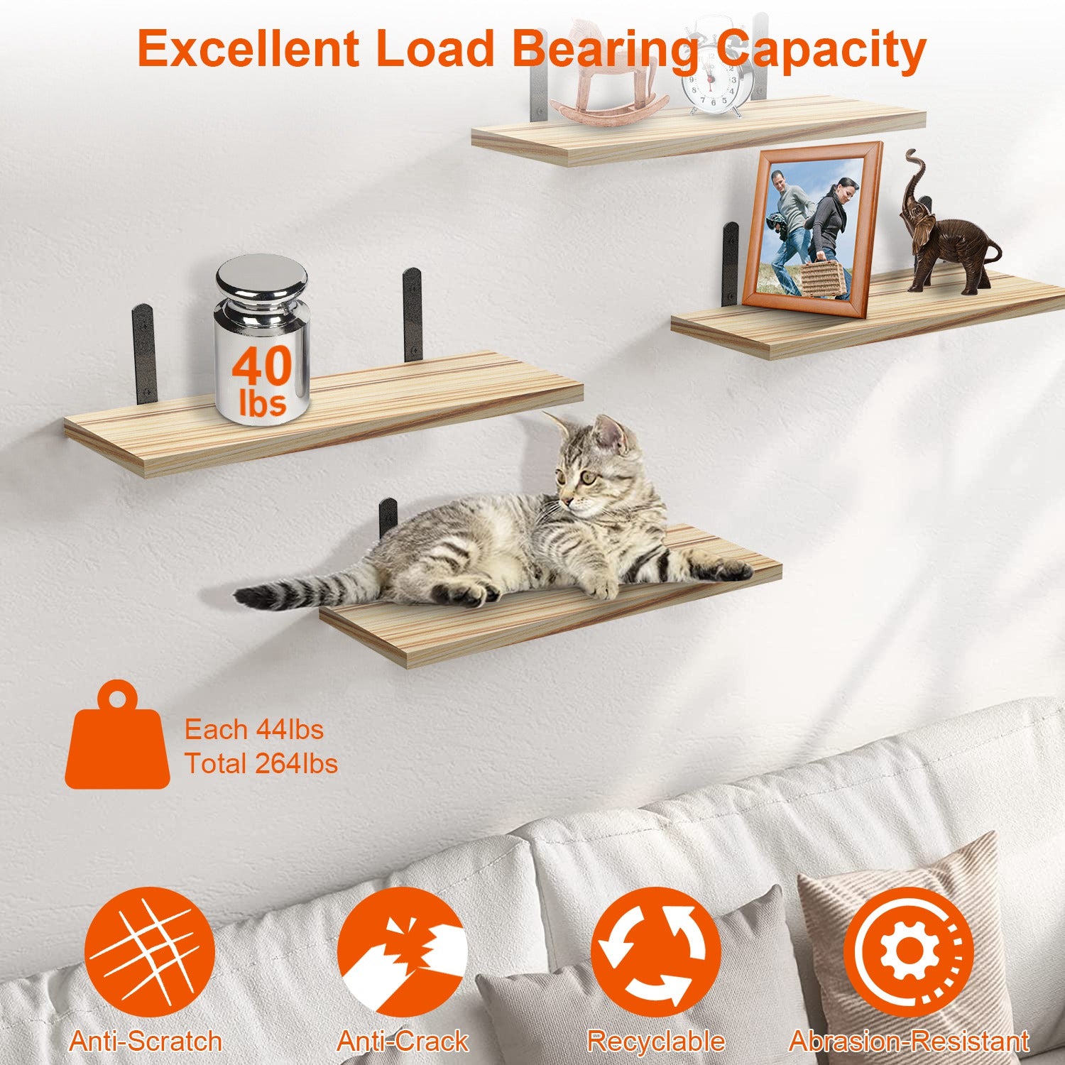 6 Sets Floating Shelves 15.74x5.74Inch Wall Mounted Shelves Wood Storage Shelves Metal Bracket Hanging Display Shelf Wall Organizer for Living Room Ba 