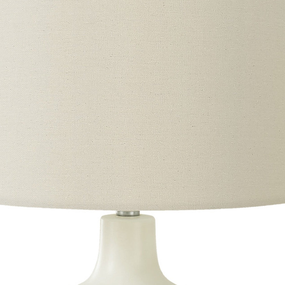 25" Cream Ceramic Gourd Table Lamp With Cream Drum Shade