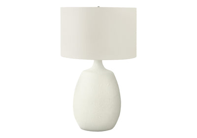 26" Cream Gourd Table Lamp With Cream Drum Shade 