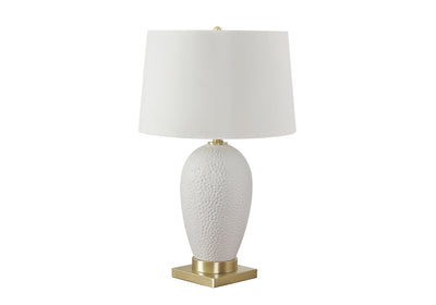26" Gold and White Ceramic Urn Table Lamp With Cream Empire Shade 