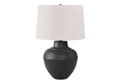 26" Black Metal Urn Table Lamp With Cream Empire Shade 