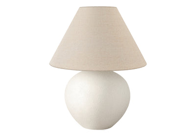 16" Cream Ceramic Round Table Lamp With Cream Empire Shade 