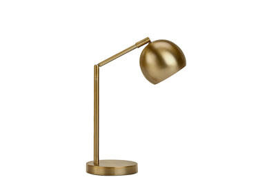 19" Gold Metal Round Table Lamp With Gold Dome Shade 
