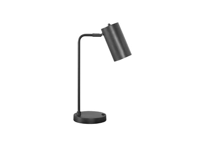 18" Gray Metal Round USB Table Lamp With Gray Cylinder Shade 