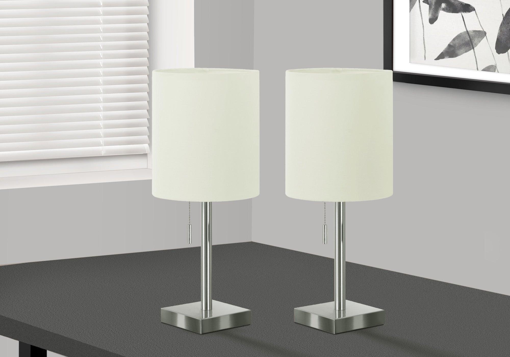 Set of Two 17" Silver Metal Candlestick USB Table Lamp With Ivory Drum Shade