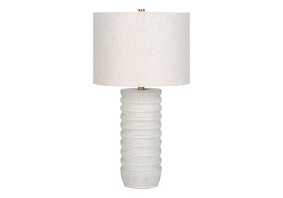 28" Cream Cylinder Table Lamp With Cream Drum Shade 