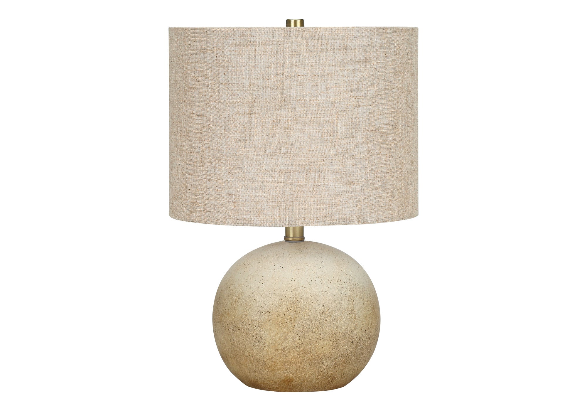 20" Beige Concrete Round Table Lamp With Beige Drum Shade