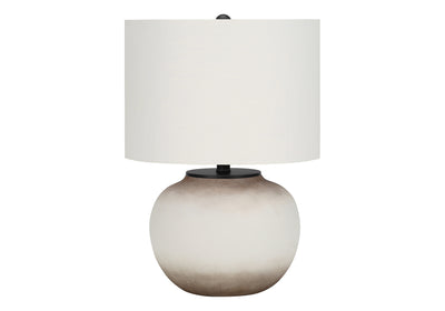 21" Cream Ceramic Round Table Lamp With Cream Drum Shade 