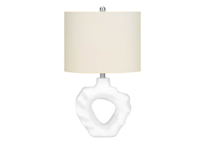 25" Cream Novelty Table Lamp With Cream Drum Shade 