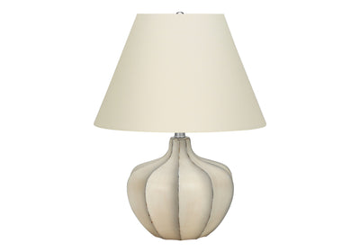 21" Cream Round Table Lamp With Cream Empire Shade 