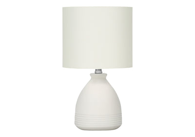 17" Cream Ceramic Round Table Lamp With Cream Drum Shade 