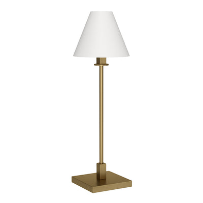 28" Brass Metal Candlestick Table Lamp With White Cone Shade 