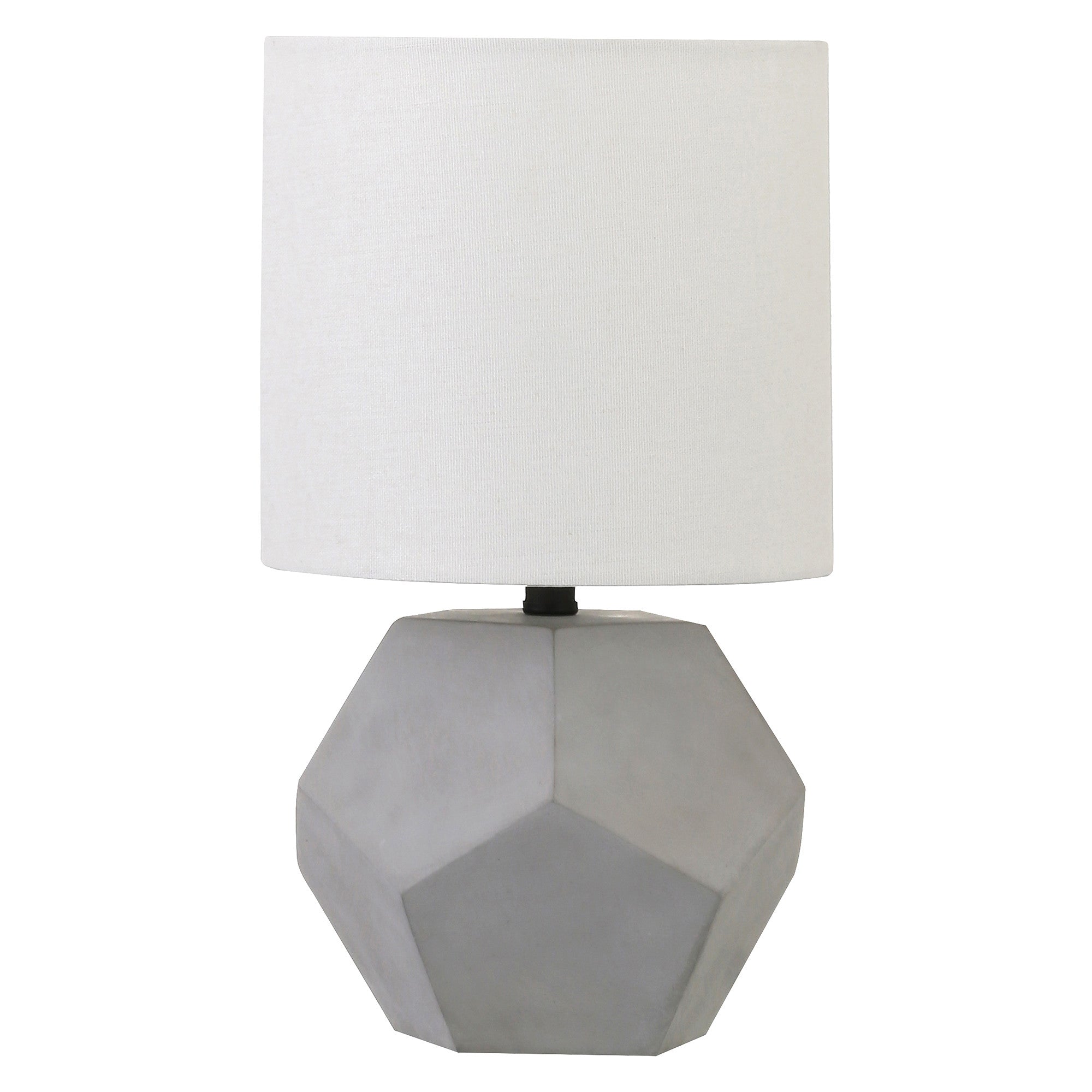 13" Gray Concrete Geometric Table Lamp With White Drum Shade