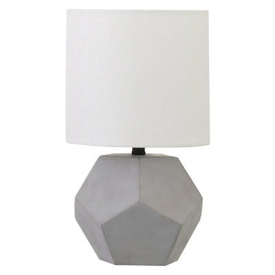 13" Gray Concrete Geometric Table Lamp With White Drum Shade 