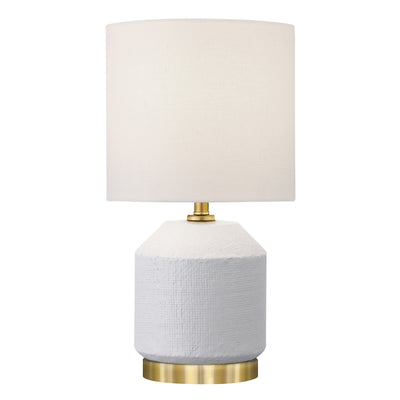 15" Gold and White Ceramic Cylinder Table Lamp With White Drum Shade 