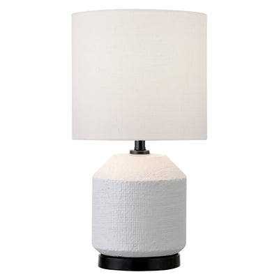 15" Black and White Ceramic Cylinder Table Lamp With White Drum Shade 