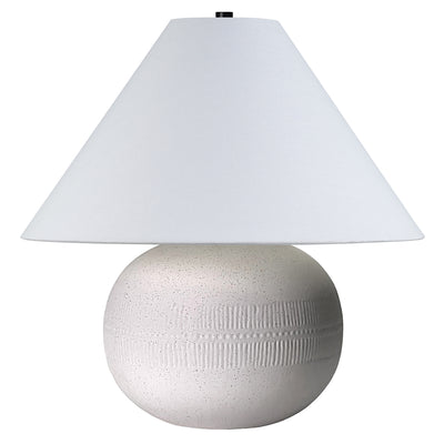 18" Off White Ceramic Round Table Lamp With White Cone Shade 
